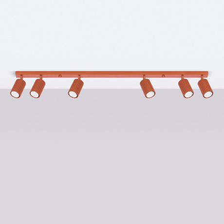 Lámpara de techo KARBON 6L rojo ocre