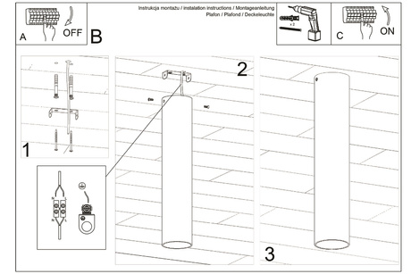 Plafond LAGOS 30 negro + 1x bombilla LED GU-10 4000K Fría 7W 630lm