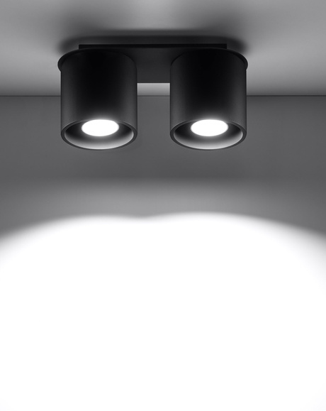 Plafond ORBIS 2 negro + 2x bombilla LED GU-10 3000K Cálido 7W 620lm