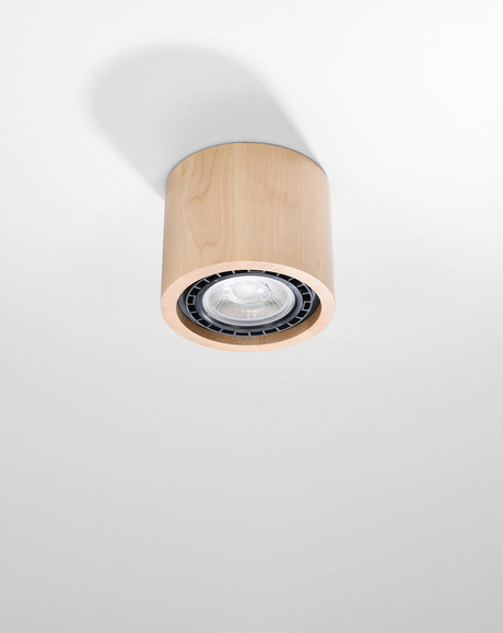 Plafond BASIC 1 madera natural + 1x bombilla LED GU10 AR111 3000K Cálida 12W 800lm