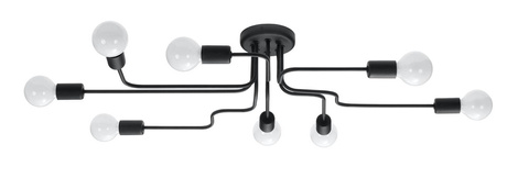 Lámpara de araña VECTOR 8 negra + 8x bombilla LED E27 4000K Fría 7,5W 650lm