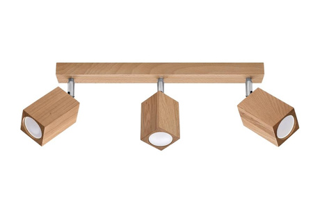 Plafond KEKE 3 roble + 3x Bombilla LED GU-10 4000K Fría 7W 630lm