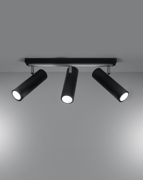 Plafond DIREZIONE 3 negro + 3x Bombilla LED GU-10 4000K Fría 7W 630lm
