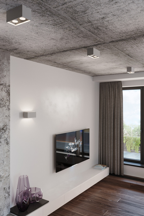 Plafond QUAD MAXI gris + 2x bombilla LED GU-10 3000K Cálida 7W 620lm