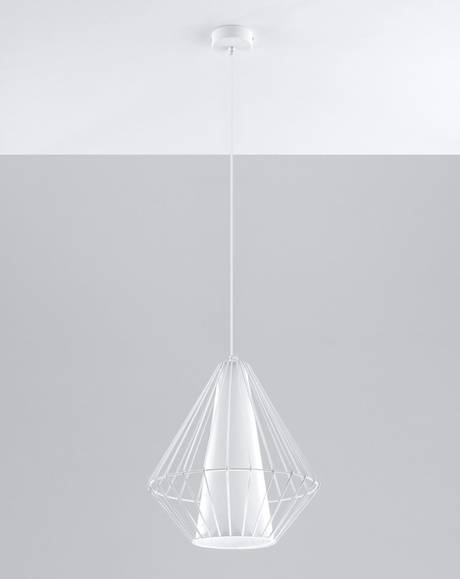 Lámpara colgante DEMI blanca + 1x bombilla LED E27 3000K Cálida 7,5W 620lm