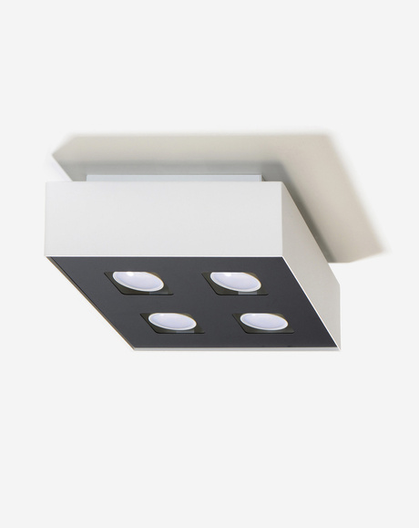 Plafond MONO 4 blanco + 4x Bombilla LED GU-10 4000K Fría 7W 630lm