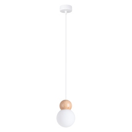 PEKKA Lámpara colgante 1 blanco/madera natural + 1x bombilla LED G9 4000K Frío 4,5W 460lm