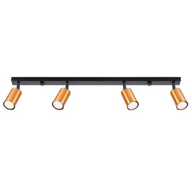 WINX Plafón 4L negro/cobre + 4x bombilla LED GU-10 3000K Cálido 7W 510lm