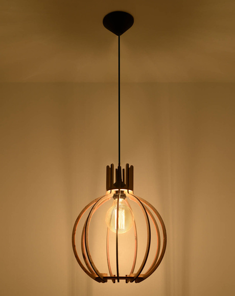 ARANCIA lámpara colgante madera natural + 1x bombilla LED E27 4000K Fría 7,5W 650lm
