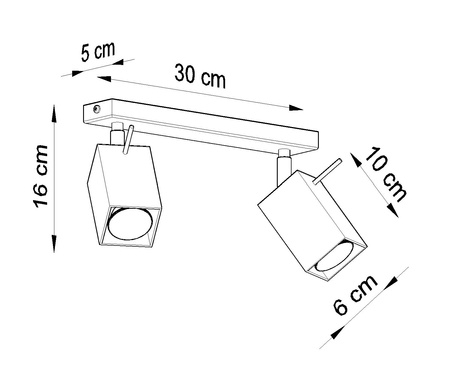 Plafond MERIDA 2 gris + 2x bombilla LED GU-10 3000K Cálida 7W 620lm
