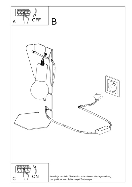 Lámpara de escritorio ARBY blanca + 1x bombilla LED E27 3000K cálida 7,5W 620lm