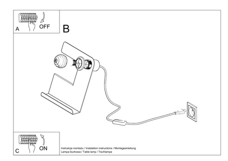 Lámpara de escritorio INCLINE negra + 1x bombilla LED E27 4000K Fría 7,5W 650lm