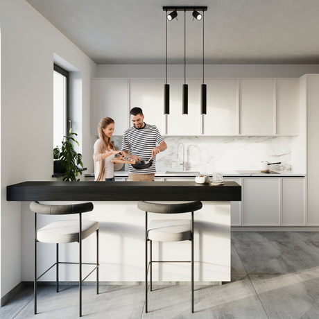 Lámpara colgante RING 3 negra + 5x bombilla LED GU-10 4000K Fría 7W 630lm