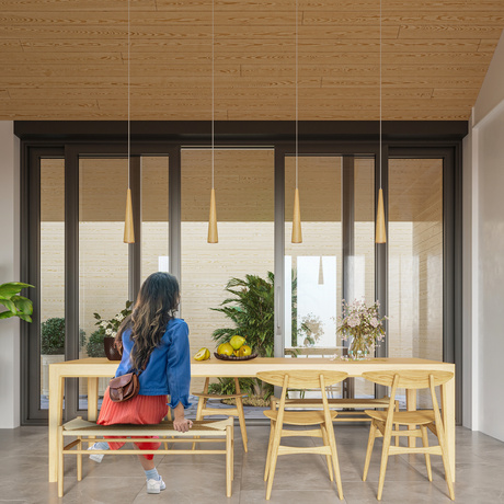 SULA 3P lámpara colgante madera natural + 3x GU-10 3000K cálido 7W LED bombilla 620lm