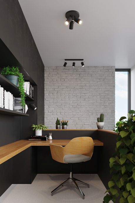 Plafond RING 3P negro + 3x Bombilla LED GU-10 4000K Fría 7W 630lm