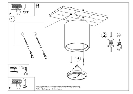Plafón de cerámica KALU blanco + 1x bombilla LED GU-10 4000K Fría 7W 630lm