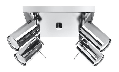 Plafond RING 4 cromado + 4x bombilla LED GU-10 4000K Fría 7W 630lm