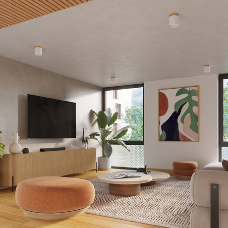 Plafón RIF blanco + 1x bombilla LED GU-10 4000K Frío 7W 530lm