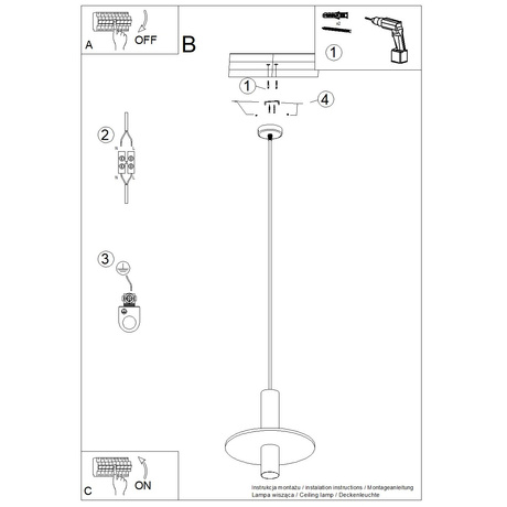 Lámpara colgante PELTA 1 negro/amarillo