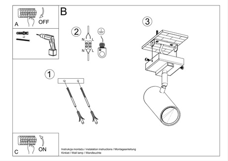 Plafond DIREZIONE 1 blanco + 1x bombilla LED GU-10 4000K Fría 7W 630lm