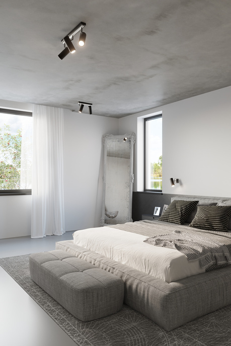 Plafond DIREZIONE 1 negro + 1x bombilla LED GU-10 3000K Cálido 7W 620lm