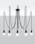 EDISON 5 lámpara colgante negra + 5x bombilla LED E27 3000K Cálida 7,5W 620lm