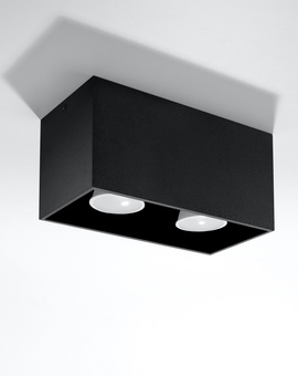 Plafond QUAD MAXI negro + 2x bombilla LED GU-10 4000K Fría 7W 630lm