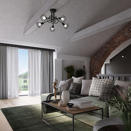 Plafond ARTEMIS 3 negro + 3x bombilla LED E14 4000K Fría 7,5W 680lm