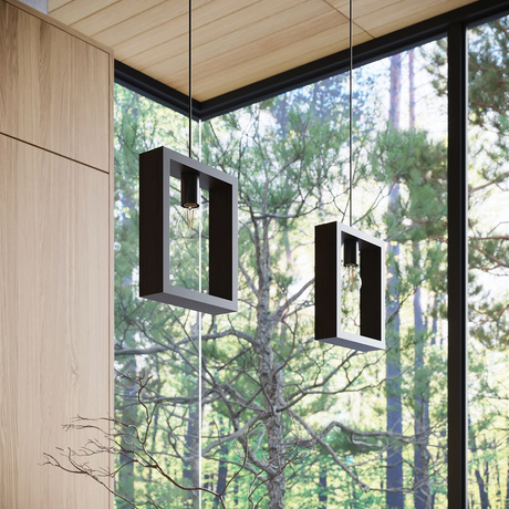 Lámpara colgante ARIES wengué + 1x bombilla LED E27 3000K Cálido 7,5W 620lm