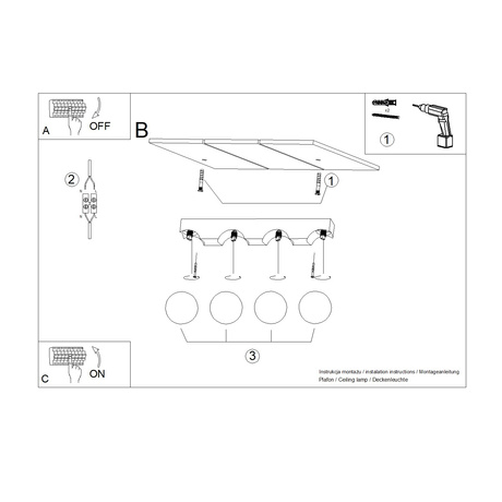 Lámpara de techo BULBO 4 madera natural