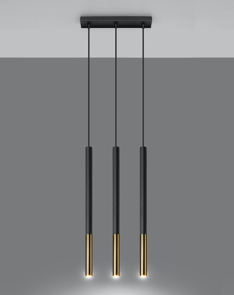 MOZAICA Lámpara colgante 3L negro/oro + 3 bombillas LED G9 4000K Fría 4,5W 530lm