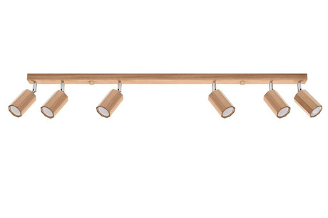 Plafond ZEKE 6 roble + 6x bombilla LED GU-10 3000K Cálido 7W 620lm