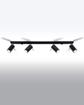 Plafond RING 4L negro + 4x bombilla LED GU-10 3000K Cálida 7W 620lm