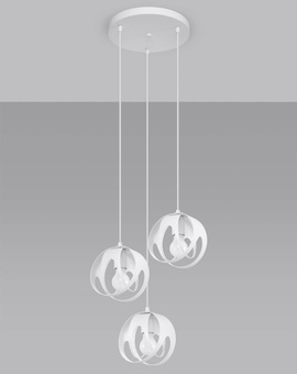 TULOS 3P lámpara colgante blanco + 3x bombilla LED E27 4000K Fría 7,5W 650lm