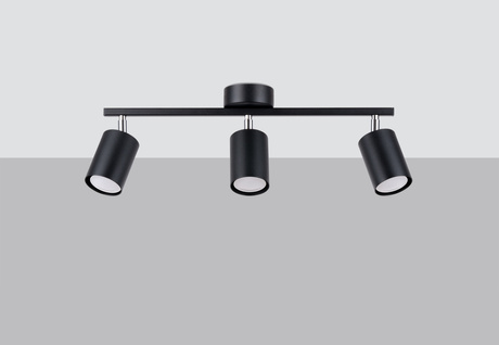 Plafond LEMMI 3 negro + 3x Bombilla LED GU-10 3000K Cálido 7W 510lm