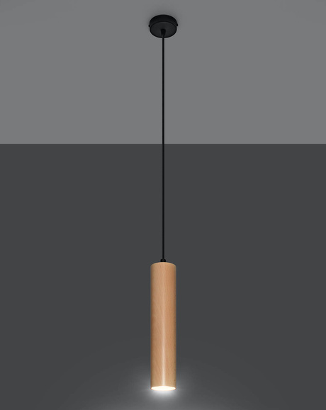 LINO 1 lámpara colgante de madera natural + 1x bombilla LED GU-10 4000K fría 7W 630lm