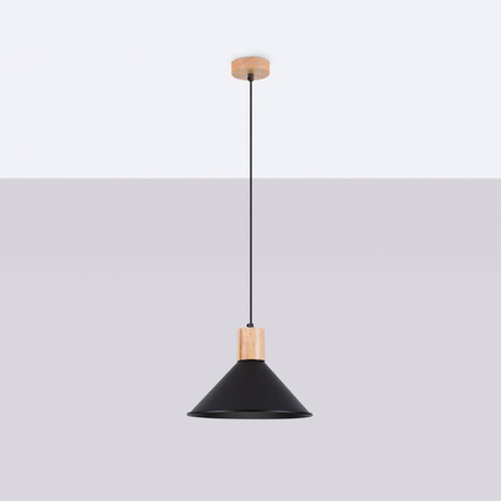 Lámpara colgante JAGA negra + 1x bombilla LED E27 4000K Frío 7,5W 690lm