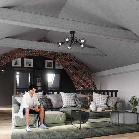 Plafond ARTEMIS 3 negro + 3x bombilla LED E14 4000K Fría 7,5W 680lm