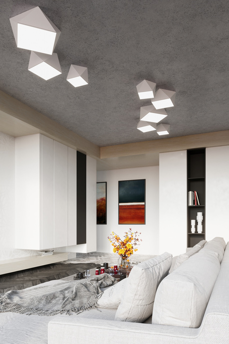 Plafond HEXA 45 BLANCO + 3x Bombilla LED E27 3000K Cálido 7,5W 620lm