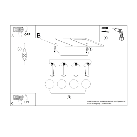 Lámpara de techo BULBO 4 madera natural