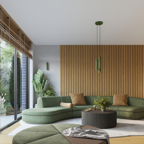 Lámpara colgante KARBON 3P verde oliva