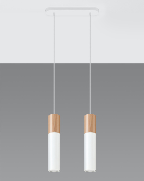PABLO 2 lámpara colgante blanco + 2x bombilla LED GU-10 4000K Fría 7W 630lm