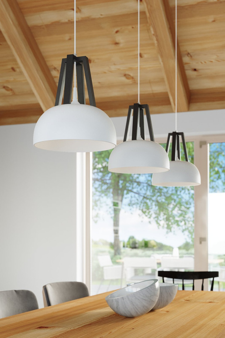 CASCO lámpara colgante blanco/negro + 1x bombilla LED E27 4000K Fría 7,5W 650lm