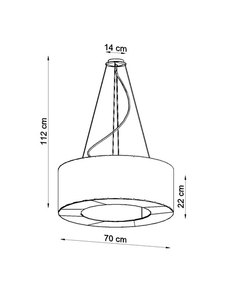 Lámpara SATURNO 70 negra + 6 bombillas LED E27 3000K Cálida 7,5W 620lm