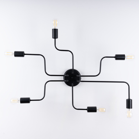 Lámpara de araña VECTOR 6 negra + 6X bombilla LED E27 3000K 7W 760lm