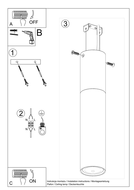Plafond PABLO blanco + 1x bombilla LED GU-10 4000K Fría 7W 630lm