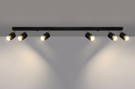 Plafond NERO 6 negro/oro + 6x bombilla LED GU-10 4000K Fría 7W 630lm
