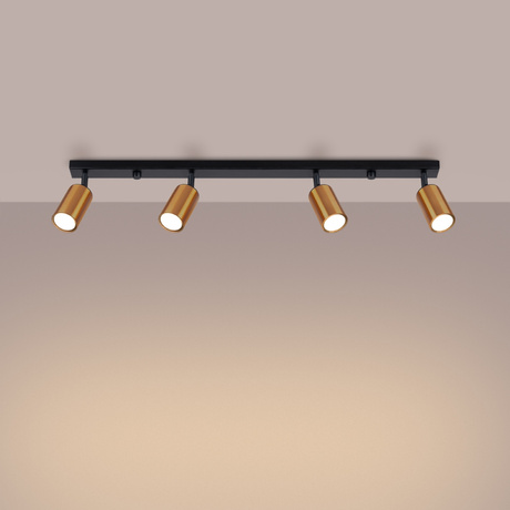 WINX Plafón 4L negro/cobre + 4x bombilla LED GU-10 4000K Frío 7W 530lm