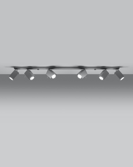 Plafond MERIDA 6L gris + 6x Bombilla LED GU-10 4000K Fría 7W 630lm