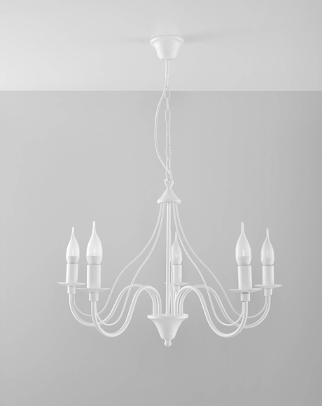 Lámpara de araña MINERWA 5 blanca + 5x bombilla LED E14 3000K Cálida 7,5W 620lm